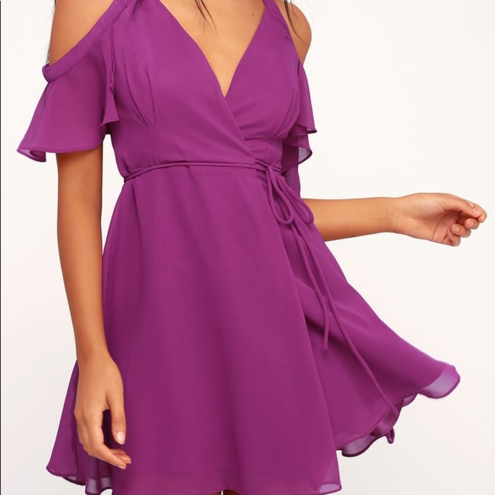NWT Bombshell Magenta Off-the-Shoulder Wrap Dress